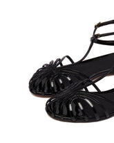 Black Elena Flat Sandals | PDP | dAgency