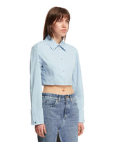 Blue Cropped Cotton Shirt | PDP | dAgency