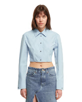 Blue Cropped Cotton Shirt | PDP | dAgency