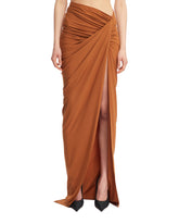 Brown Gathered Wrap Skirt - ATLEIN WOMEN | PLP | dAgency