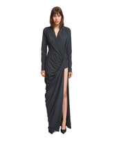 Gray Gathered Wrap Dress - ATLEIN | PLP | dAgency