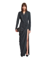 Gray Gathered Wrap Dress - ATLEIN WOMEN | PLP | dAgency
