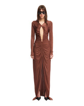 Brown Cut-out Ruched Dress - ATLEIN WOMEN | PLP | dAgency