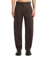 Brown Twill Tapered Trousers | PDP | dAgency