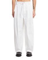 White Pleated Denim Trousers - Bottega Veneta men | PLP | dAgency