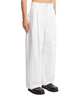 White Pleated Denim Trousers | PDP | dAgency
