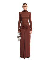Brown Fusion Gathered Dress | PDP | dAgency