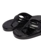 Coperni Black Branded Flip Flops | PDP | dAgency