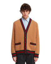 Brown Knit Wool Cardigan - Gucci men | PLP | dAgency
