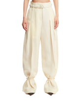 White Draped Detail Trousers - Women's trousers | PLP | dAgency