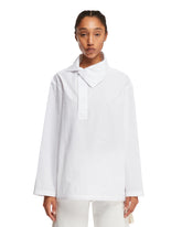White Asymmetrical Neck Shirt | PDP | dAgency