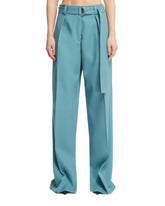 Blue Wool Belted Pants - Women's trousers | PLP | dAgency