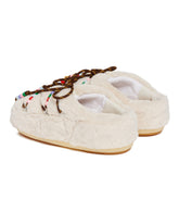 Faux-Fur Beads White Mules | PDP | dAgency