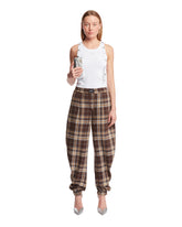Brown Plaid Balloon Trousers | PDP | dAgency