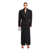 Black Wool Long Coat - Women's Coats | PLP | dAgency