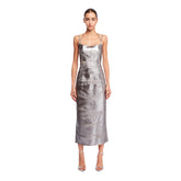 Silver Mirror Leather Midi Dress - the attico women | PLP | dAgency