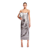 Silver Mirror Leather Midi Dress | PDP | dAgency