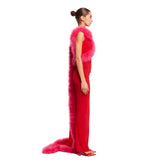 Red Long Dress With Boa - the attico women | PLP | dAgency