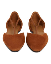 Brown The T-Strap Flat Shoes | PDP | dAgency
